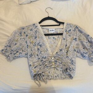 Floral Lace-Trimmed Blouse